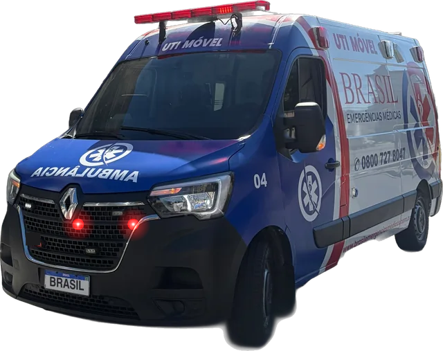 Resgate dependente químico 1 Ambulância Resgate Dependente Químico com giroflex de emergência na grade